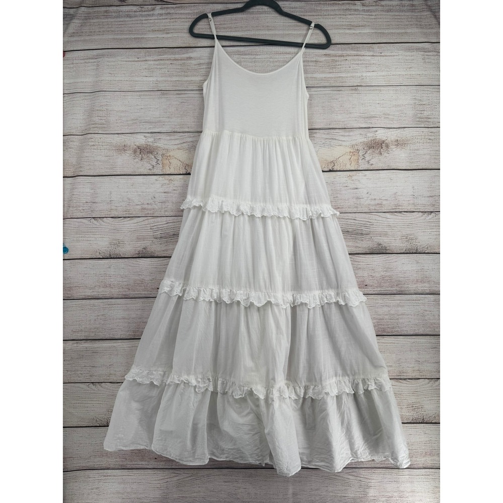 Anthropologie White Tiered Maxi Dress